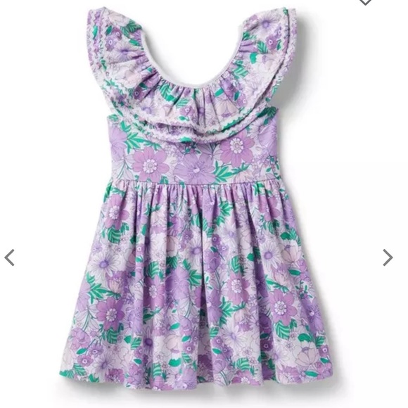 Janie and Jack Lilac Breeze Floral Ruffle Collar Dress SIZE 3 - Picture 1 of 5